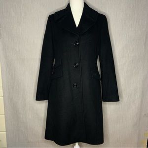 Ellen Tracy Wool Blend Black Trench Long Coat Single Breasted | Size 10